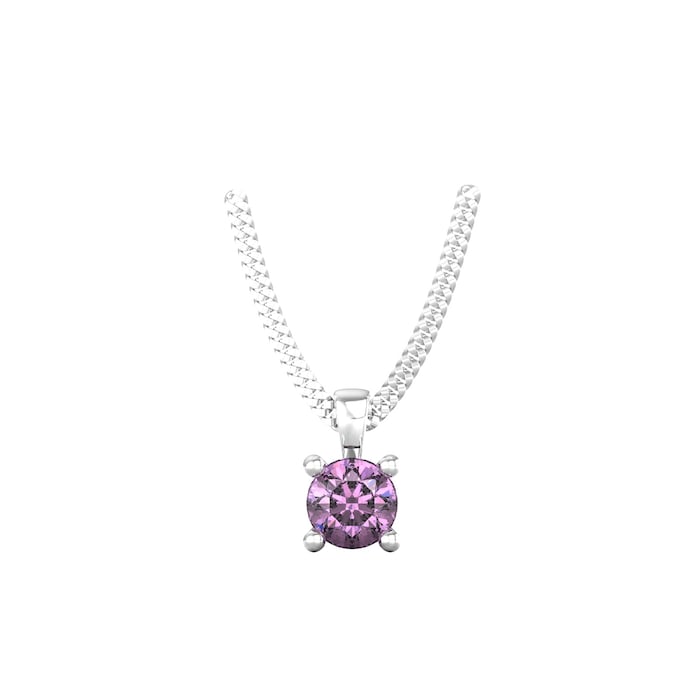 By Request 9ct White Gold 4 Claw Amethyst Pendant & Chain