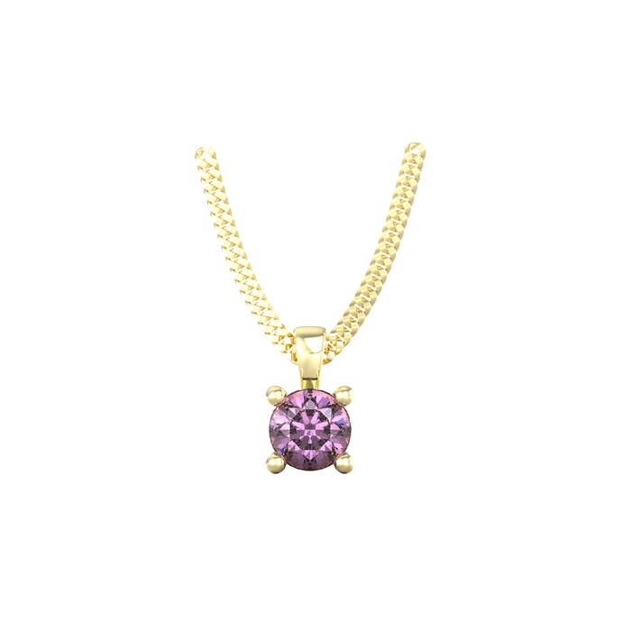 By Request 9ct Yellow Gold 4 Claw Amethyst Pendant & Chain