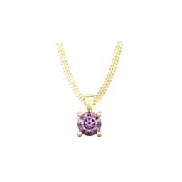 37894192 - 9ct Yellow Gold 4 Claw Amethyst Pendant & Chain