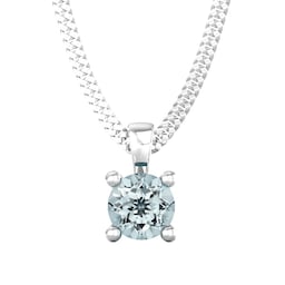 37894193 - 9ct White Gold 4 Claw Aquamarine Pendant & Chain
