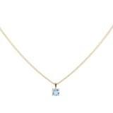 By Request 9ct Yellow Gold 4 Claw Aquamarine Pendant & Chain