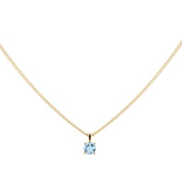 37894194 - 9ct Yellow Gold 4 Claw Aquamarine Pendant & Chain