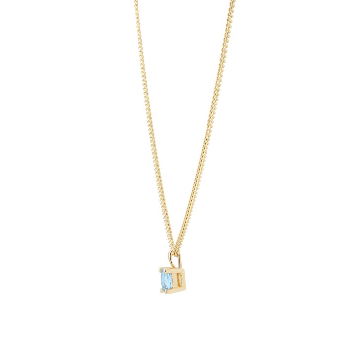 By Request 9ct Yellow Gold 4 Claw Aquamarine Pendant & Chain
