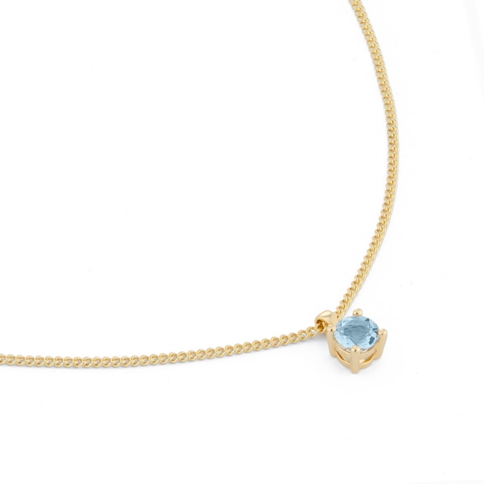 By Request 9ct Yellow Gold 4 Claw Aquamarine Pendant & Chain