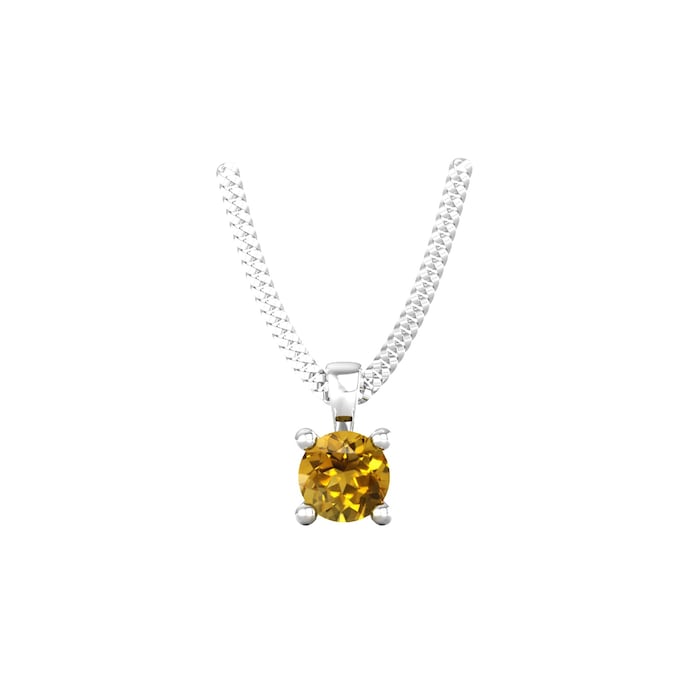 By Request 9ct White Gold 4 Claw Citrine Pendant & Chain