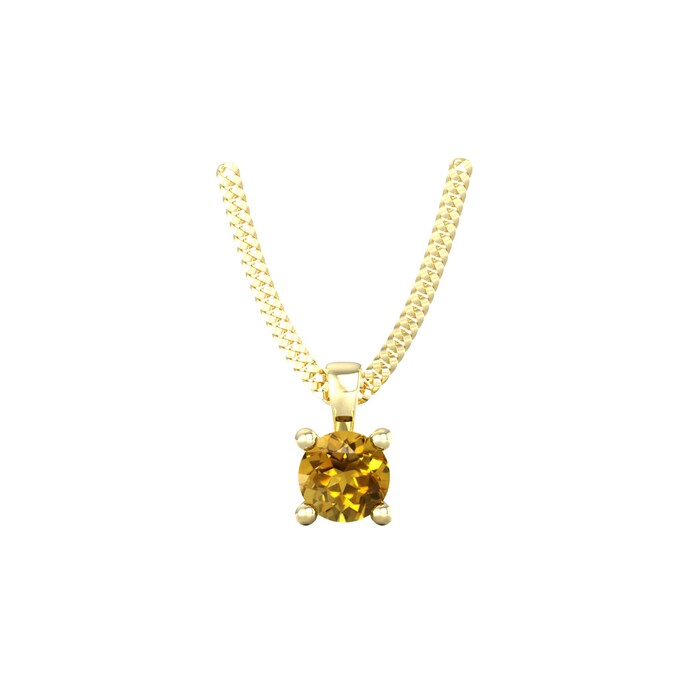 By Request 9ct Yellow Gold 4 Claw Citrine Pendant & Chain