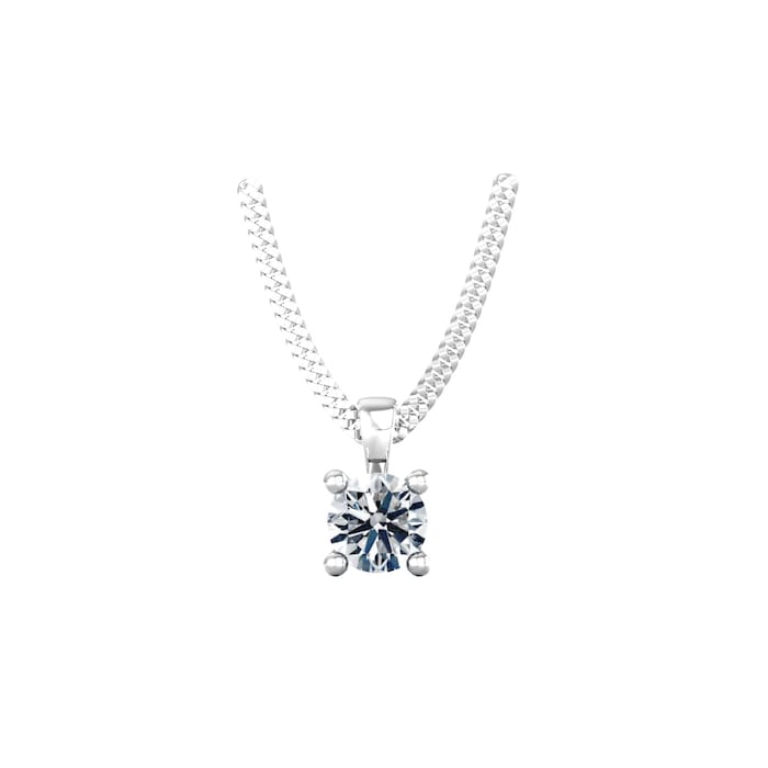 By Request 9ct White Gold 4 Claw Round Brilliant Cut 0.15ct Diamond Pendant & Chain