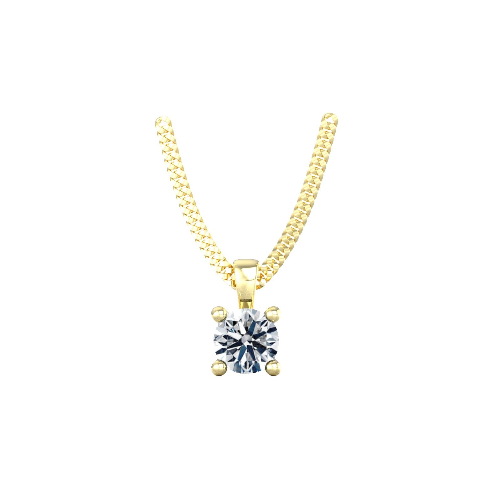 By Request 9ct Yellow Gold 4 Claw Round Brilliant Cut 0.15ct Diamond Pendant & Chain