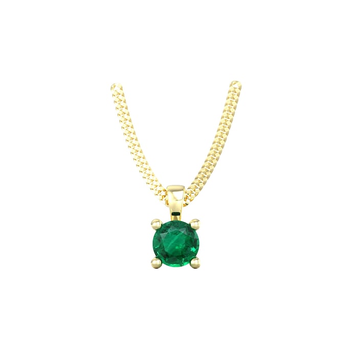 By Request 9ct Yellow Gold 4 Claw Emerald Pendant & Chain