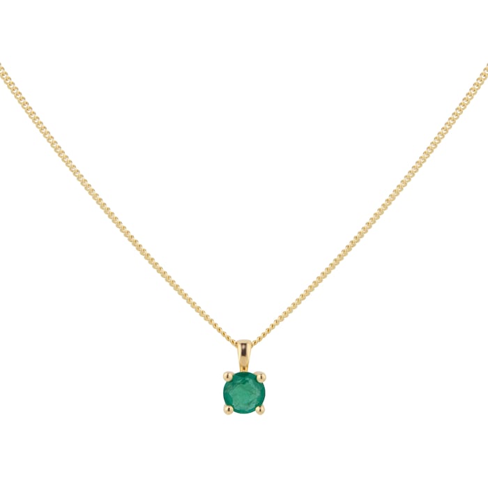 By Request 9ct Yellow Gold 4 Claw Emerald Pendant & Chain