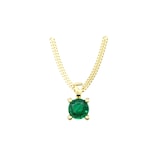 By Request 9ct Yellow Gold 4 Claw Emerald Pendant & Chain