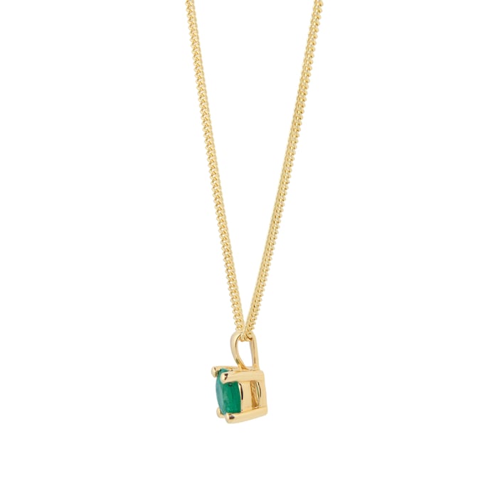 By Request 9ct Yellow Gold 4 Claw Emerald Pendant & Chain