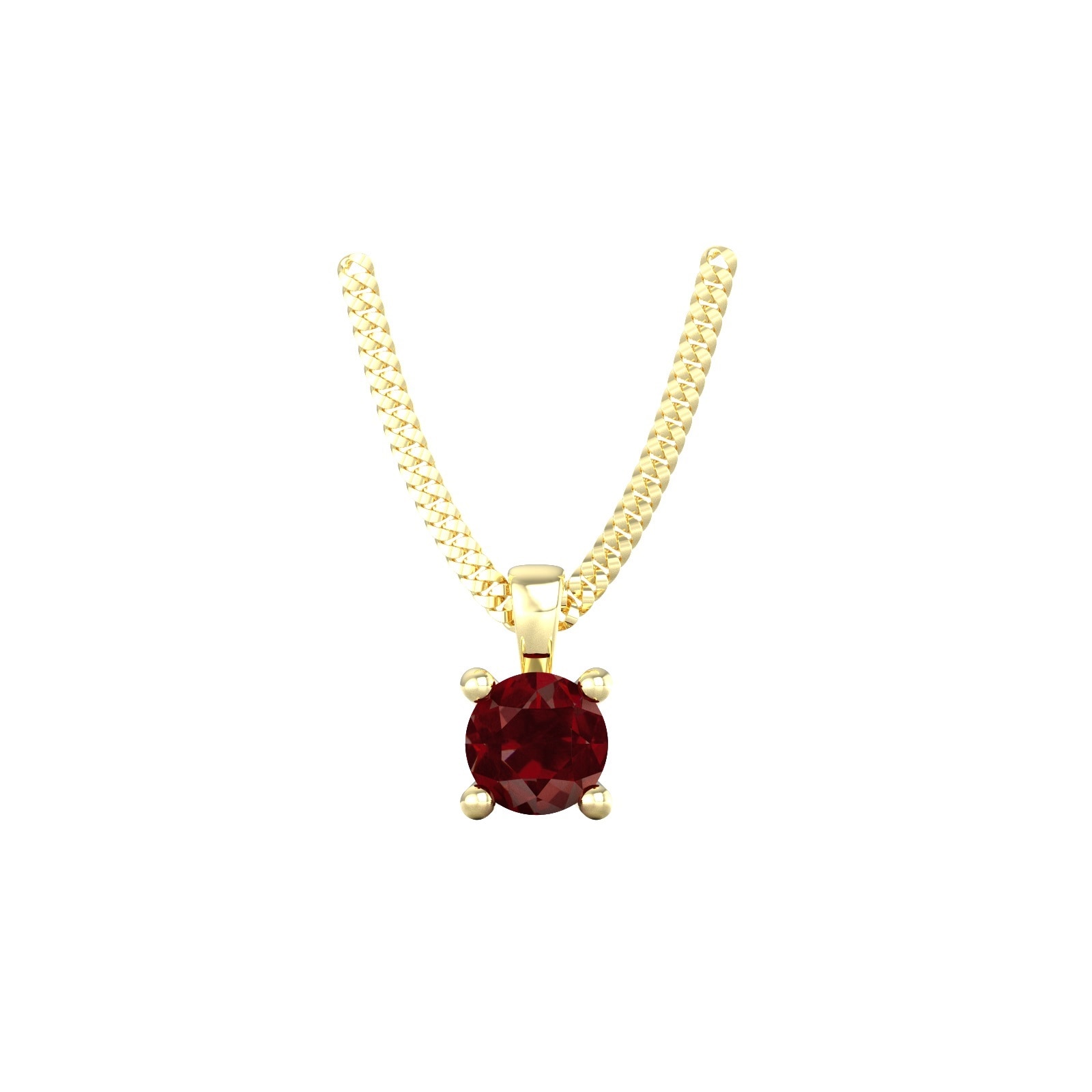 By Request 9ct Yellow Gold 4 Claw Garnet Pendant & Chain