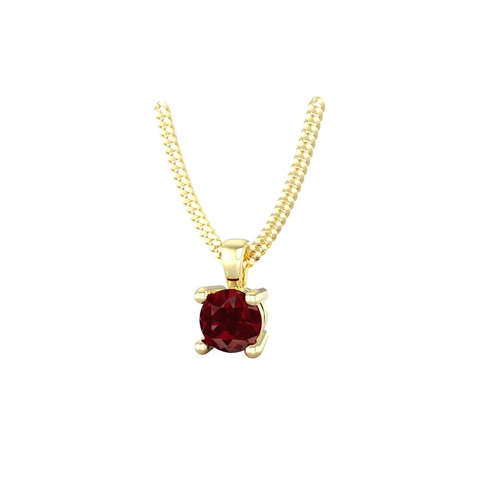 By Request 9ct Yellow Gold 4 Claw Garnet Pendant & Chain