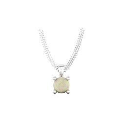 37894203 - 9ct White Gold 4 Claw Opal Pendant & Chain
