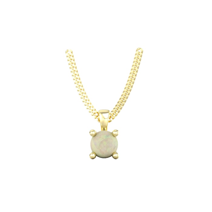 By Request 9ct Yellow Gold 4 Claw Opal Pendant & Chain