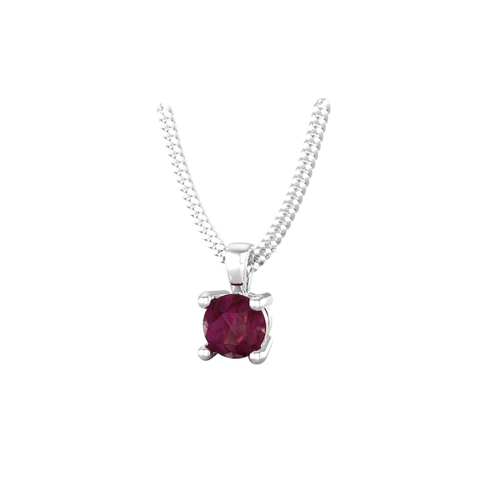 By Request 9ct White Gold 4 Claw Ruby Pendant & Chain