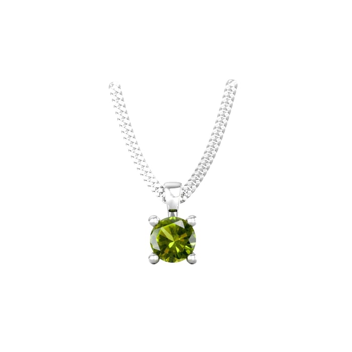 By Request 9ct White Gold 4 Claw Peridot Pendant & Chain