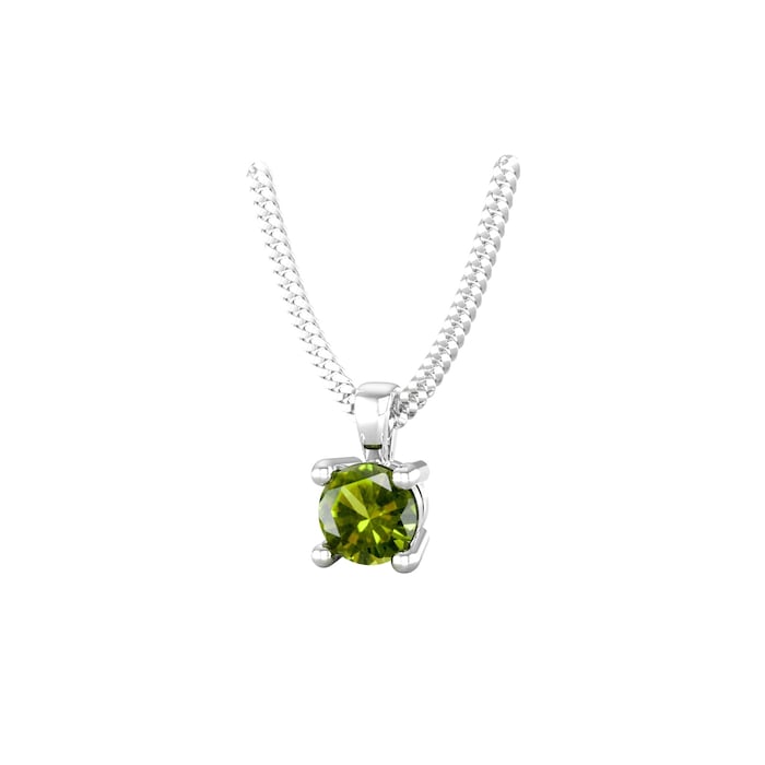 By Request 9ct White Gold 4 Claw Peridot Pendant & Chain