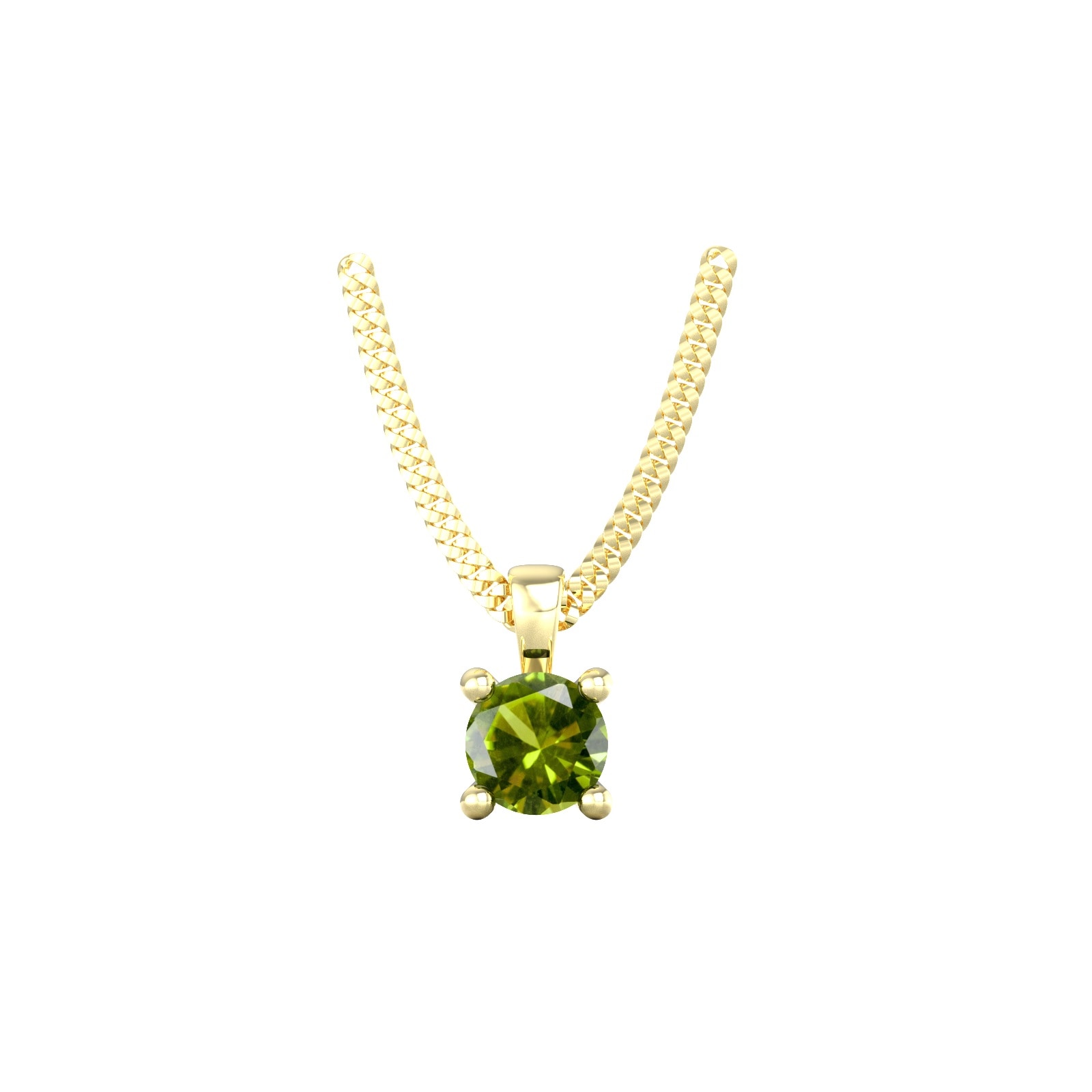 By Request 9ct Yellow Gold 4 Claw Peridot Pendant & Chain