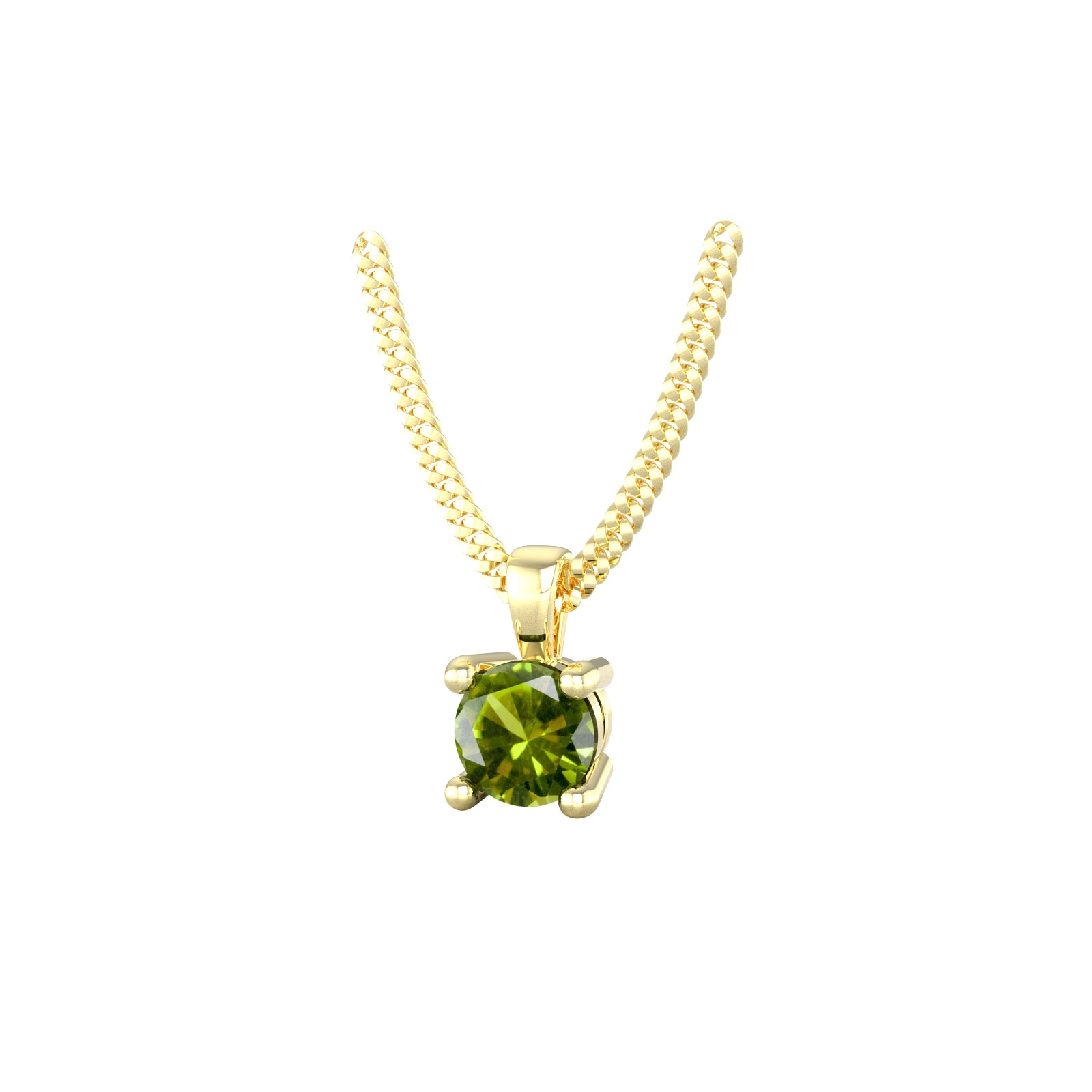 By Request 9ct Yellow Gold 4 Claw Peridot Pendant & Chain
