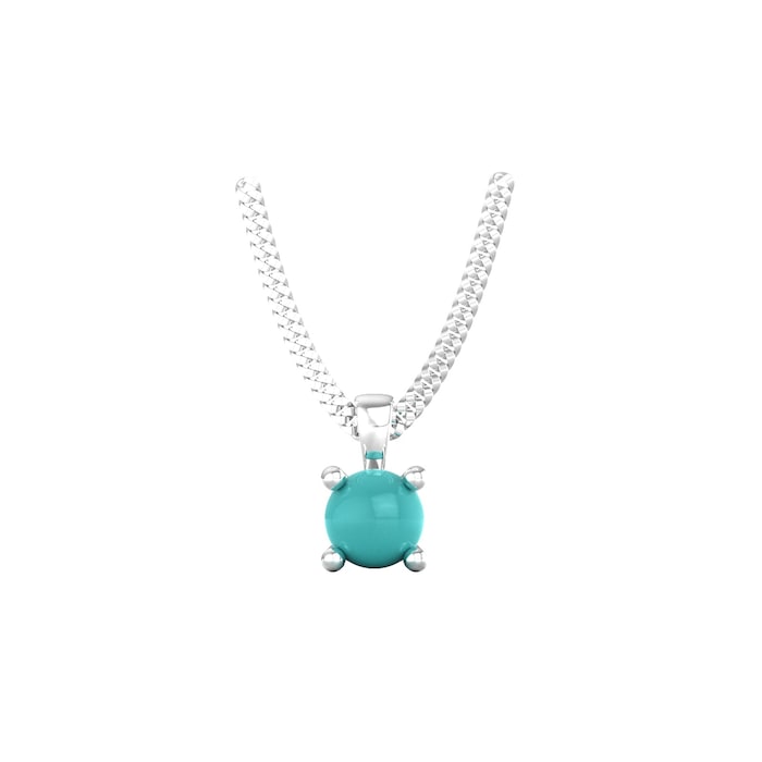 By Request 9ct White Gold 4 Claw Turquoise Pendant & Chain