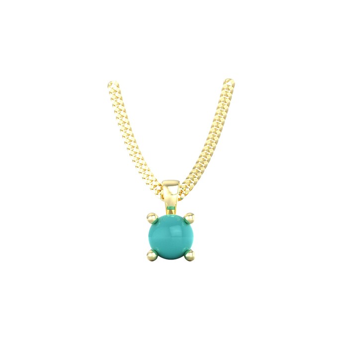 By Request 9ct Yellow Gold 4 Claw Turquoise Pendant & Chain