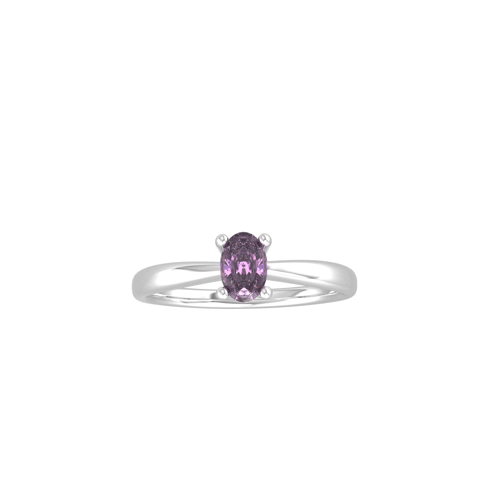 9ct White Gold 4 Claw Oval Amethyst Ring
