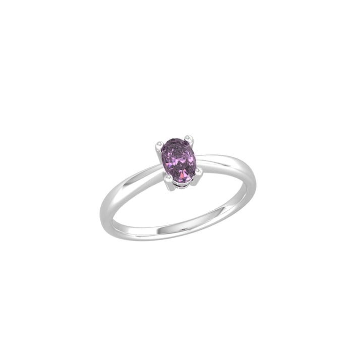 By Request 9ct White Gold 4 Claw Oval Amethyst Ring - Ring Size Y.5
