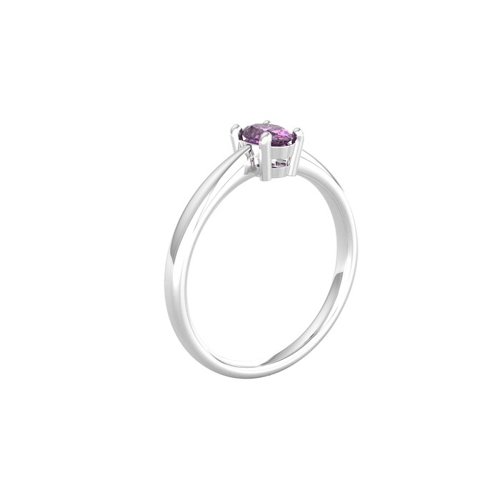 By Request 9ct White Gold 4 Claw Oval Amethyst Ring - Ring Size Y.5