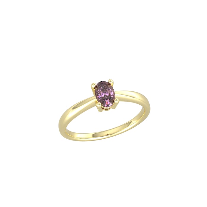 By Request 9ct Yellow Gold 4 Claw Oval Amethyst Ring - Ring Size L