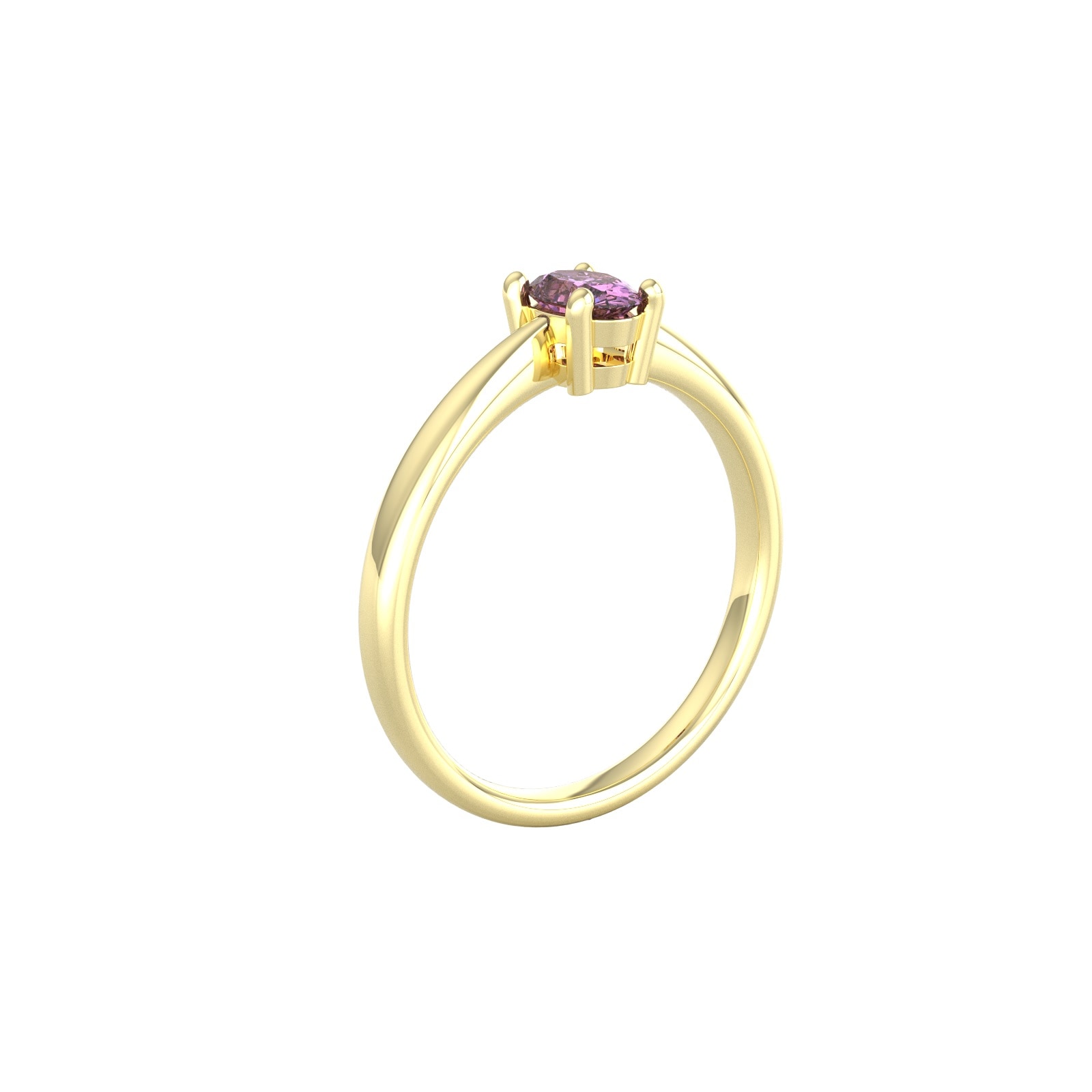 By Request 9ct Yellow Gold 4 Claw Oval Amethyst Ring - Ring Size T By Request 9ct Yellow Gold 4 Claw Oval Amethyst Ring - Ring Size T