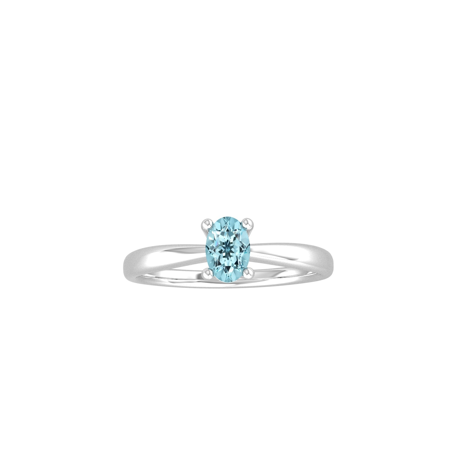 9ct White Gold 4 Claw Oval Aquamarine Ring