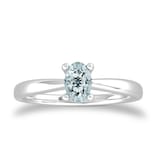 By Request 9ct White Gold 4 Claw Oval Aquamarine Ring