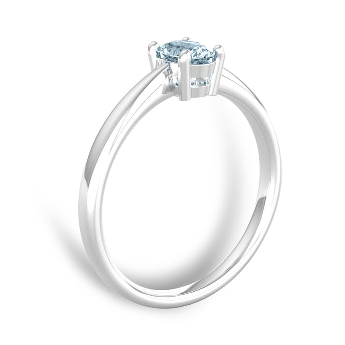 By Request 9ct White Gold 4 Claw Oval Aquamarine Ring