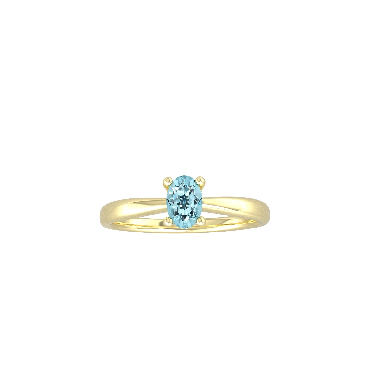 9ct Yellow Gold 4 Claw Oval Aquamarine Ring