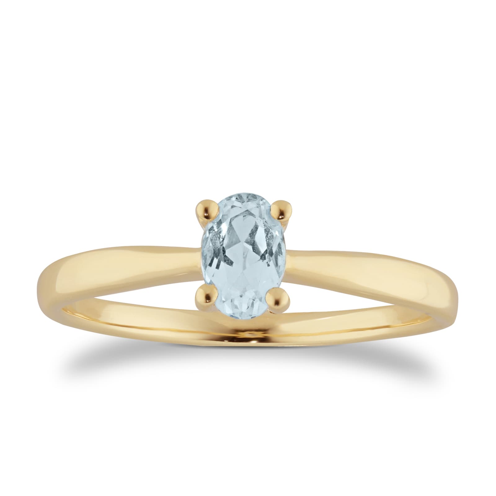 By Request 9ct Yellow Gold 4 Claw Oval Aquamarine Ring