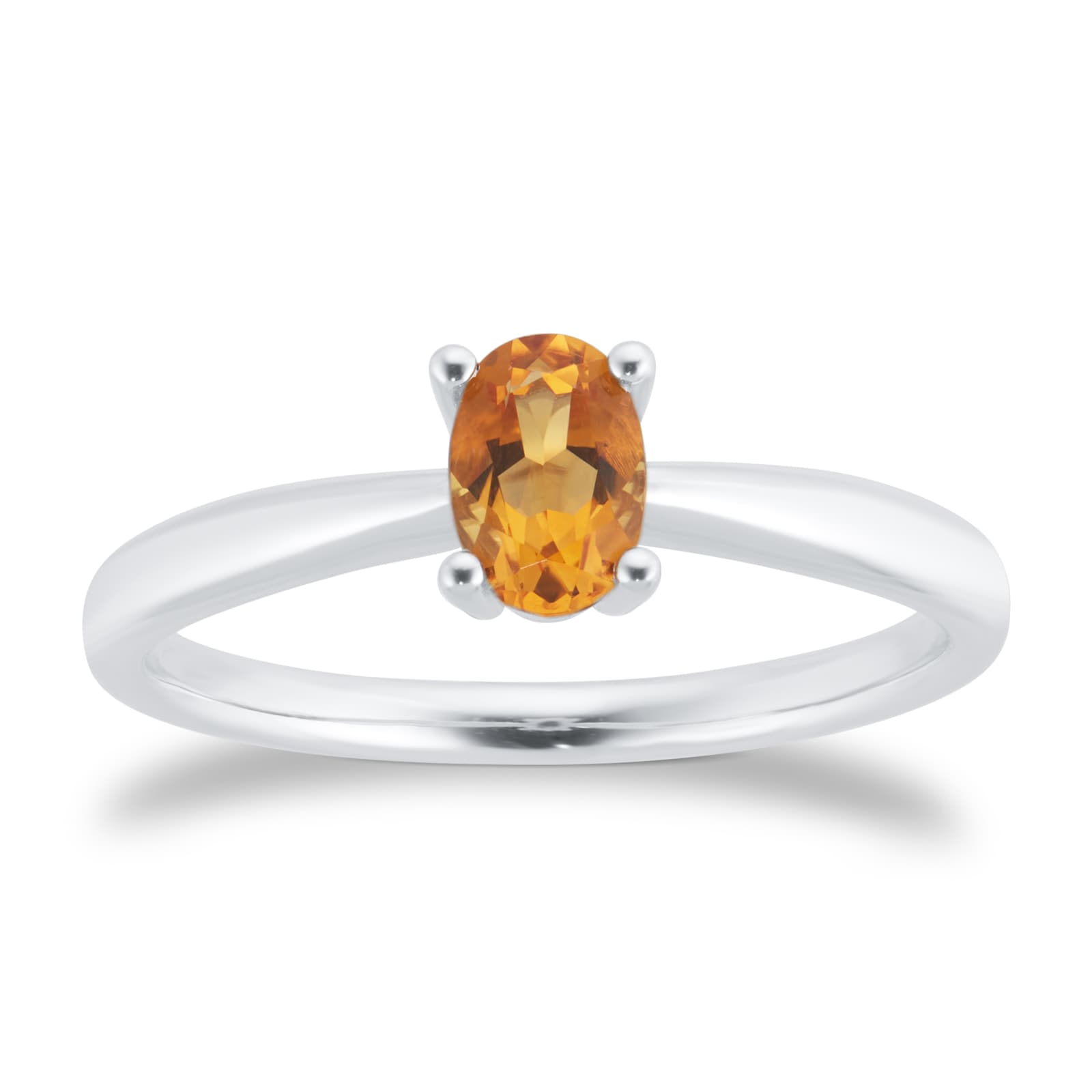 By Request 9ct White Gold 4 Claw Oval Citrine Ring - Ring Size C.5 By Request 9ct White Gold 4 Claw Oval Citrine Ring - Ring Size C.5