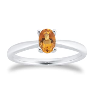 By Request 9ct White Gold 4 Claw Oval Citrine Ring