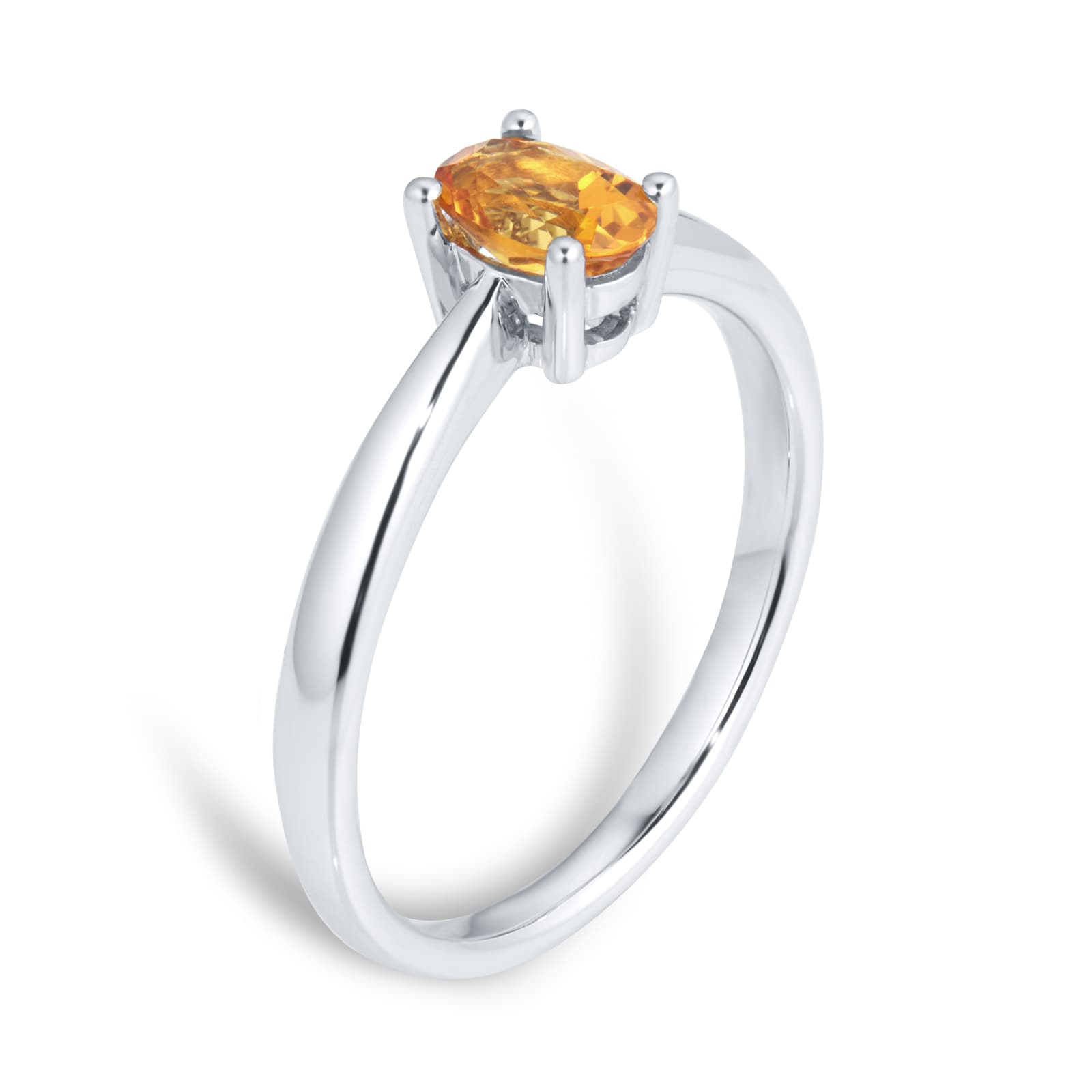 By Request 9ct White Gold 4 Claw Oval Citrine Ring - Ring Size C.5 By Request 9ct White Gold 4 Claw Oval Citrine Ring - Ring Size C.5