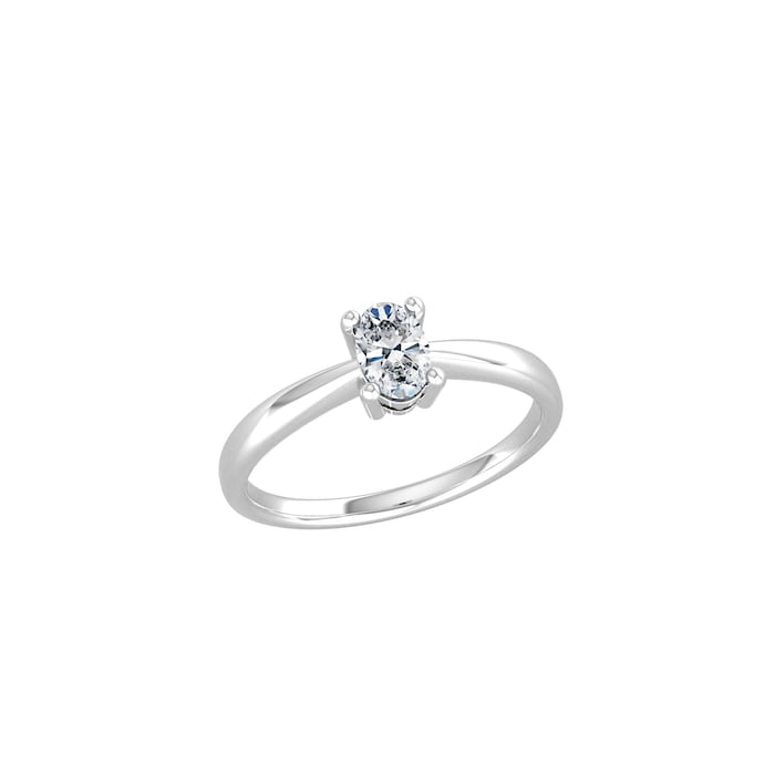 By Request 9ct White Gold 4 Claw Oval 0.40ct Diamond Ring - Ring Size R.5