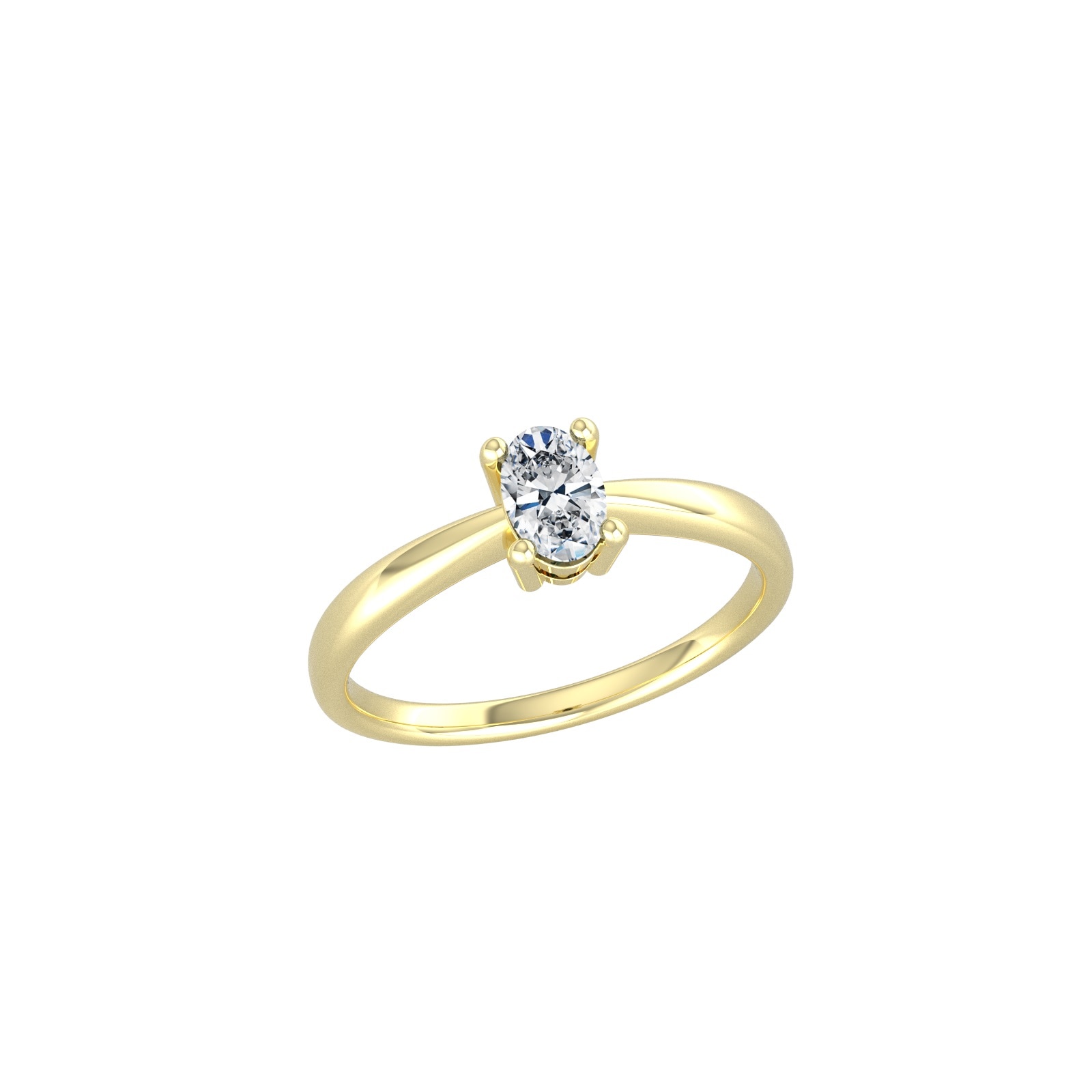 0.72 Oval Diamond Solitiare Four Claw Ring ~ 18ct Yellow Gold