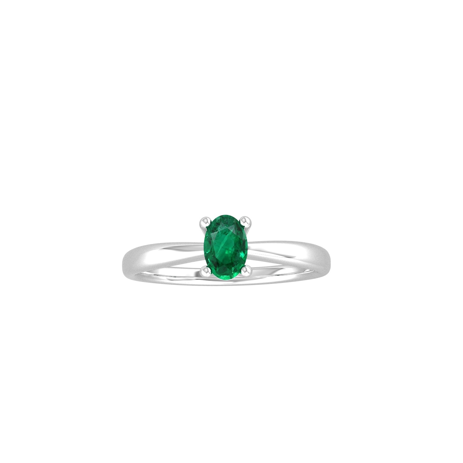 9ct White Gold 4 Claw Oval Emerald Ring
