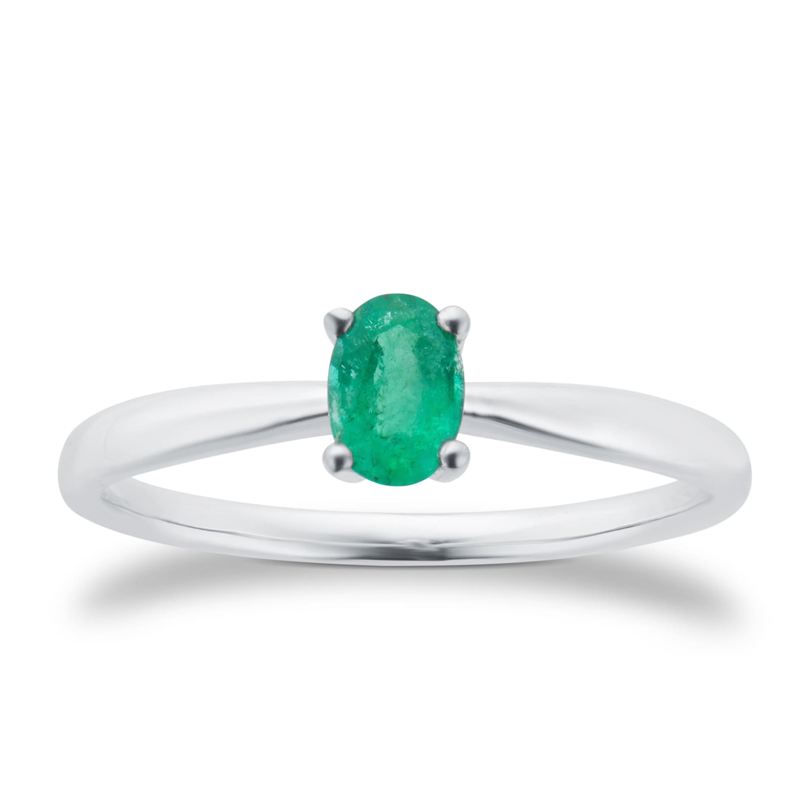 By Request 9ct White Gold 4 Claw Oval Emerald Ring