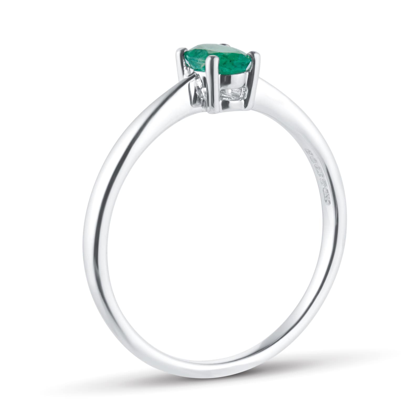 By Request 9ct White Gold 4 Claw Oval Emerald Ring