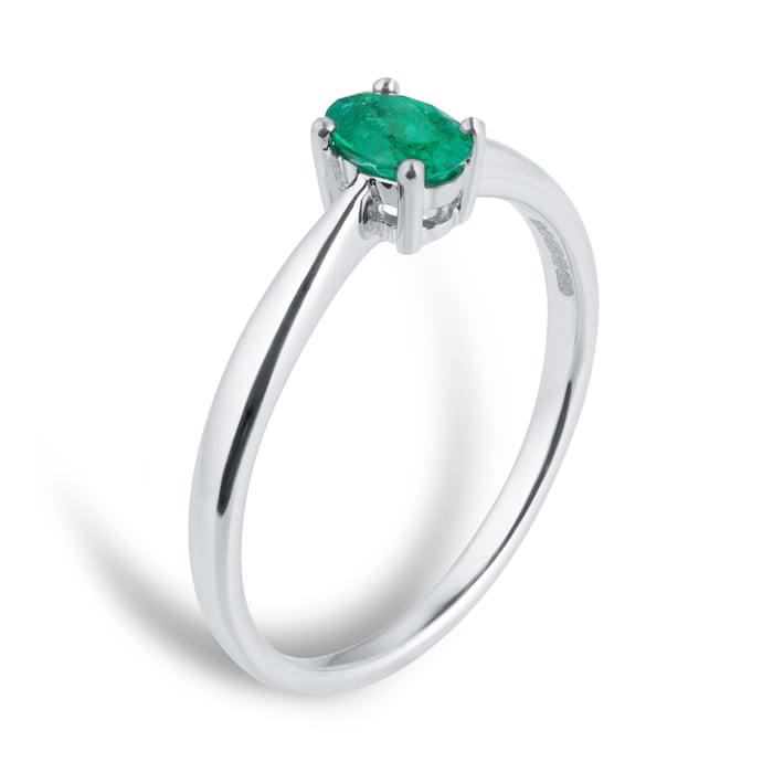 By Request 9ct White Gold 4 Claw Oval Emerald Ring