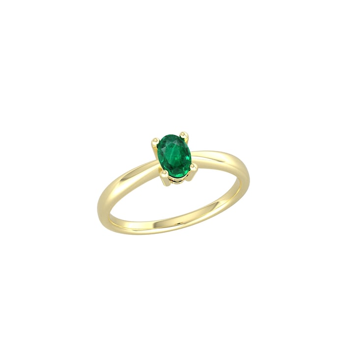 By Request 9ct Yellow Gold 4 Claw Oval Emerald Ring - Ring Size Y.5