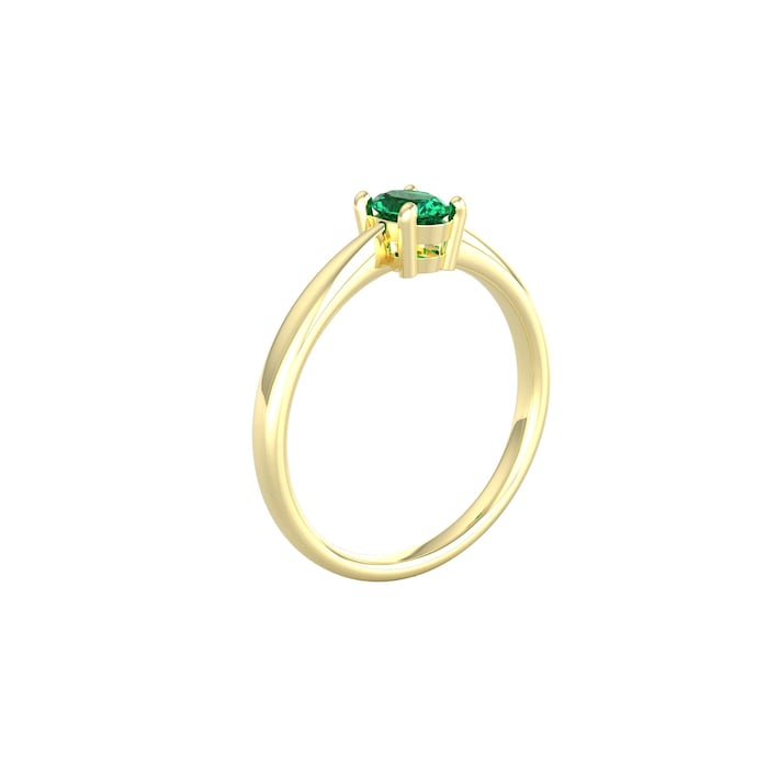 By Request 9ct Yellow Gold 4 Claw Oval Emerald Ring - Ring Size I