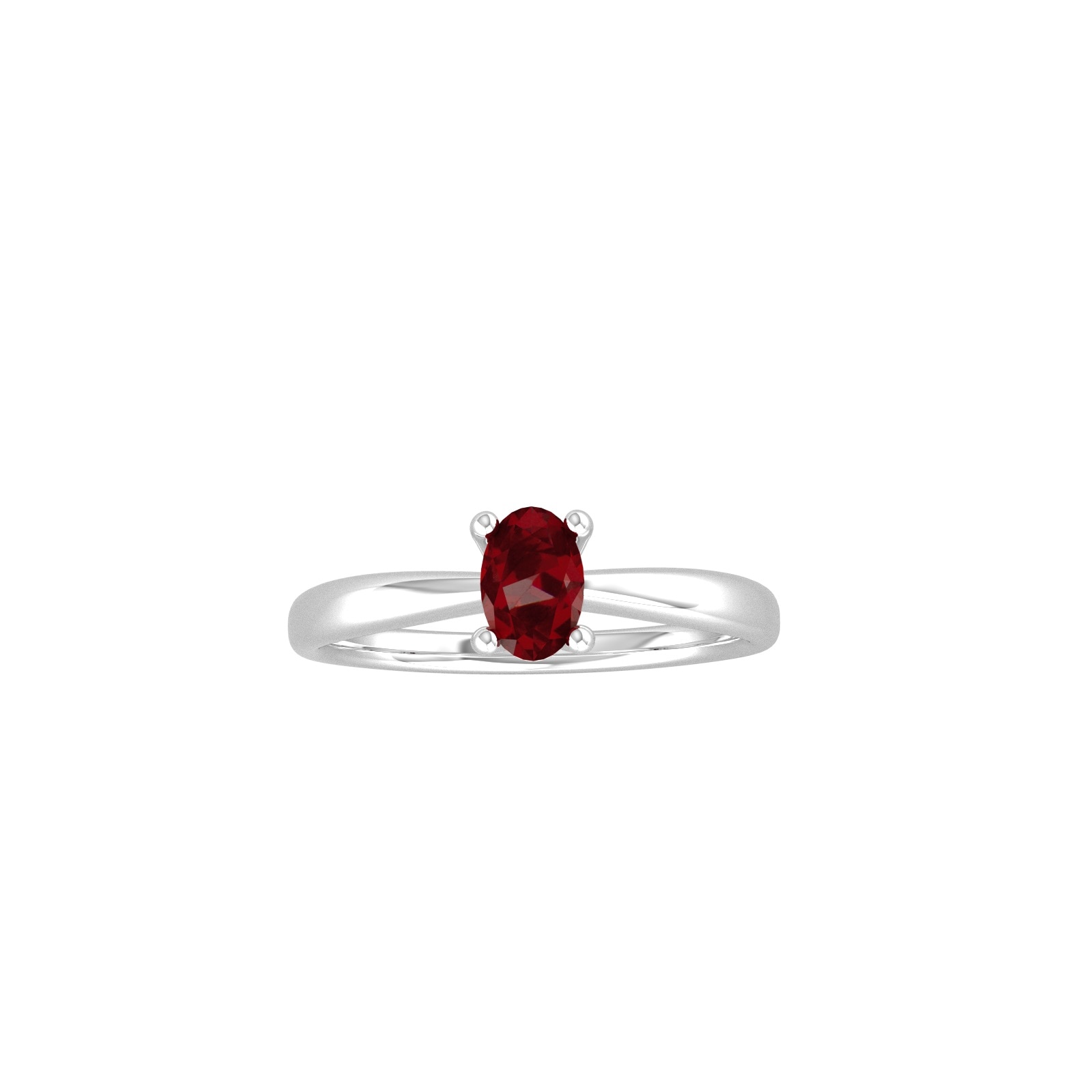 9ct White Gold 4 Claw Oval Garnet Ring