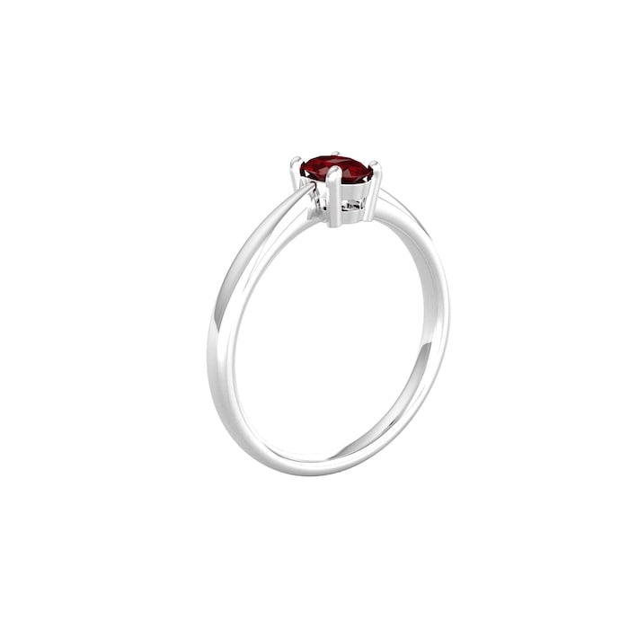 By Request 9ct White Gold 4 Claw Oval Garnet Ring - Ring Size W